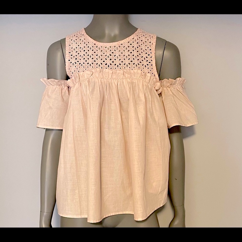 NWT SHE & SKY Baby Doll Off~Shoulder Blouse Sz M